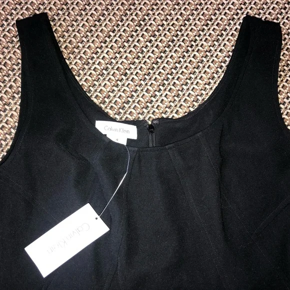 🖤NEW! Calvin Klein Classic Black Sleeveless Mid Length Dress LBD Size 4 - Picture 4 of 14